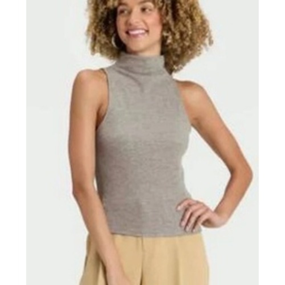 A New Day Gray Sleeveless Turtleneck Mock Neck Knit Top XXL NEW - Picture 3 of 4